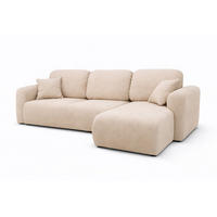 ECKSOFA Mit Schlaffunktion Und Bettkasten, Sofa L-Form Bingo L, Veloursstoff Salvador, Beige, Rechts - Beige, Holz (250/142cm) - Kaiser Möbel