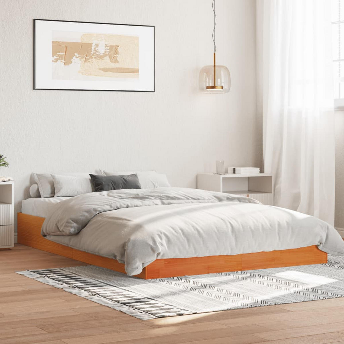 MASSIVHOLZBETT Ohne Matratze Wachsbraun 160/200 Kiefernholz - Braun, Holz (160/200cm) - vidaXL