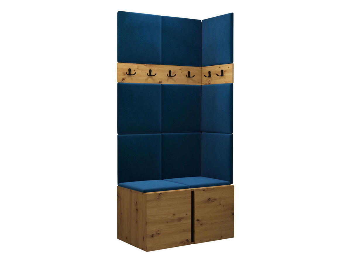 GARDEROBEN-SET Orion I - Blau/Eiche Artisan, Holzwerkstoff/Kunststoff (84/186/46cm) - MIRJAN24