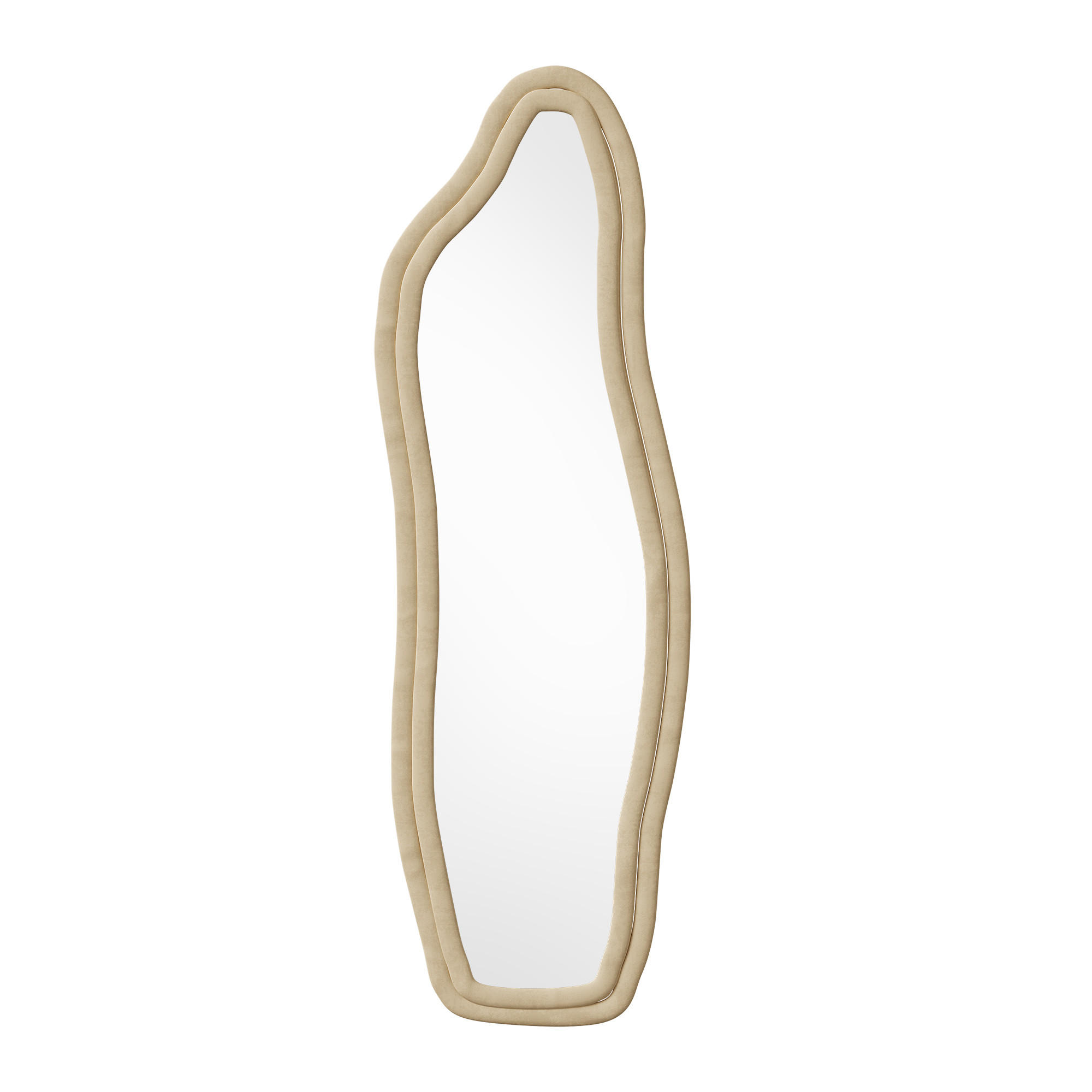 STANDSPIEGEL 140x45 cm Wellenform Holzrahmen gold - Goldfarben, Holz (45/140/3cm) - Fortuna Lai