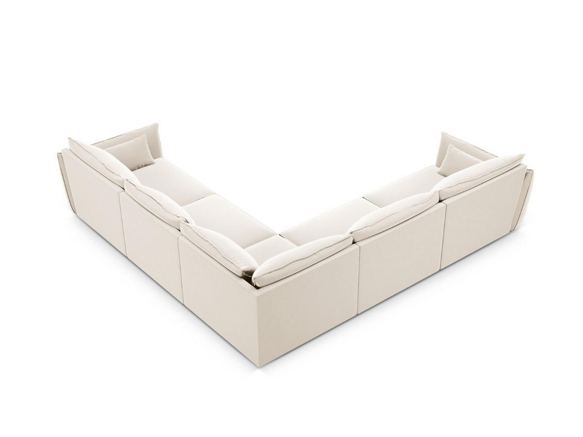 WENDBARES-ECKSOFA Kaelle aus Samt leichtes beige 7 Sitzplätze - Creme, Textil (286/286cm) - Micadoni