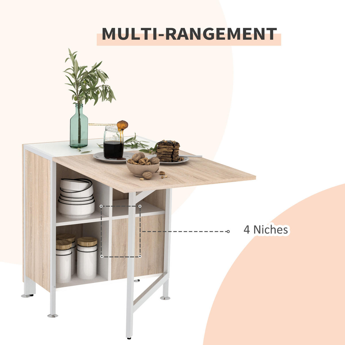 ESSTISCH Eiche, Weiß 1 Stück - Beige, Kunststoff (169/60/75cm) - GiPP