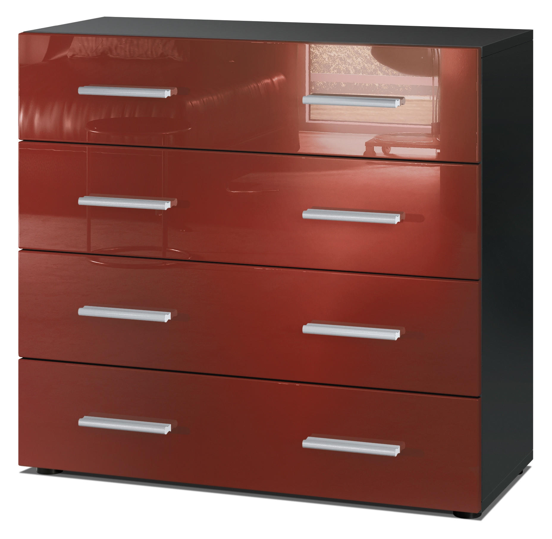 KOMMODE Pavos Bordeaux Hochglanz - Bordeaux, Holzwerkstoff (76/72/35cm) - Vladon