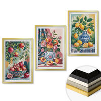 WANDBILDER 3er Set - 40x60 cm Goldrahmen - Blumen und Früchte in Vasen - Goldfarben, Kunststoff (40/60cm) - ArtPrintCave