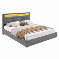 POLSTERBETT mit Stauraum 160x200 cm Grau mit LED und USB - Grau, Metall (160/200cm) - Meubliv