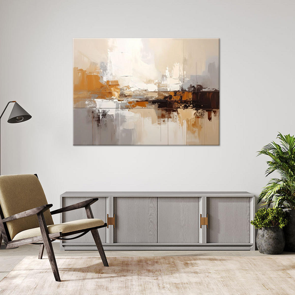 WANDBILD, Beige braune moderne Abstrakt - Braun, Textil (30/20cm) - Feeby