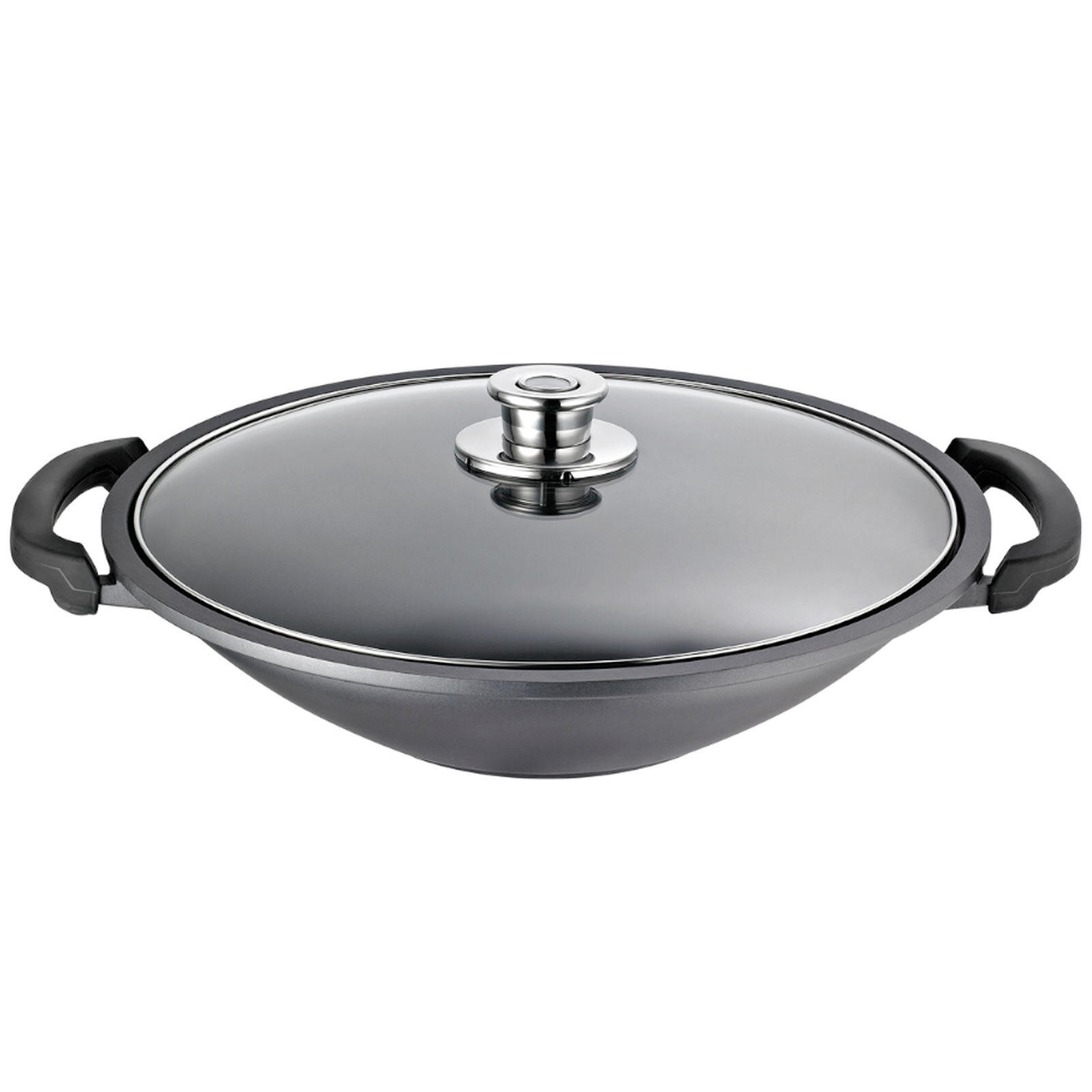 WOK INKL. ABLAGEGITTER Globus i schwarz ø 36 cm - Schwarz, Metall (36cm) - Schulte Ufer