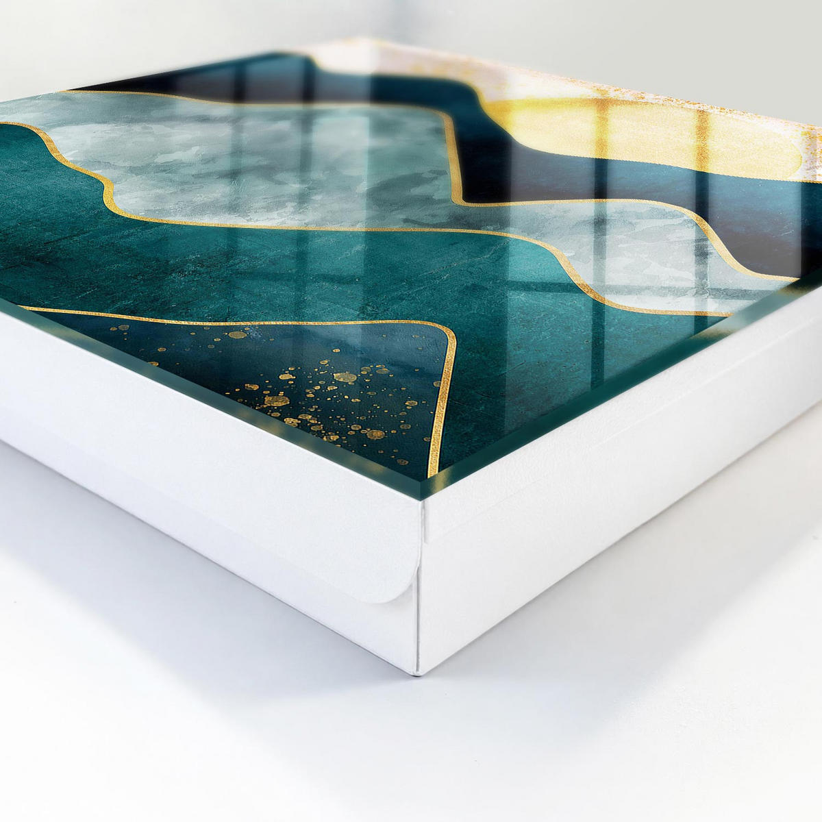 SCHLÜSSELBOX Weiß 30x30 cm – Türöffnung nach rechts - Bergabstraktion - Blau, Metall (30/30/5cm) - TULUP