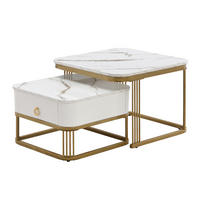 COUCHTISCH verschachtelbar 60 x 60 cm MDF Weiß-Gold 2er-Set - Weiß, Metall (60/60/45cm) - Meubliv