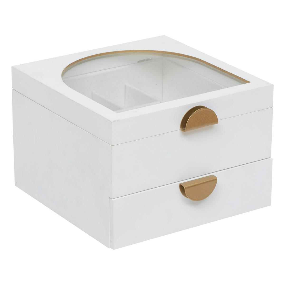 SCHMUCKKÄSTCHEN mit Spiegel Wild Romance 20/19,5/13,5 cm - Weiß, Holzwerkstoff (19.5/13.5/20cm) - Atmosphera Createur d´interieur