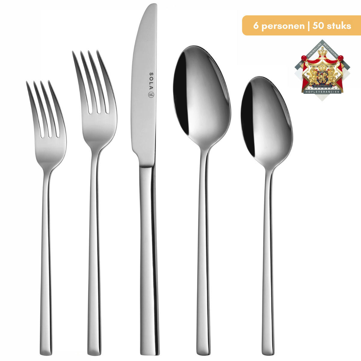 BESTECKSET Luxor - 18/10 Edelstahl - 50-teilig / 6 Personen - Silberfarben, Metall - Sola
