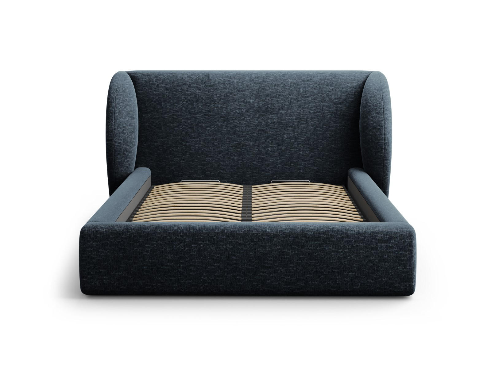 BETT mit Bettkasten und Kopfteil Miley aus Chenille-Stoff königsblau 140x200cm - Blau, Textil (140/200cm) - Micadoni