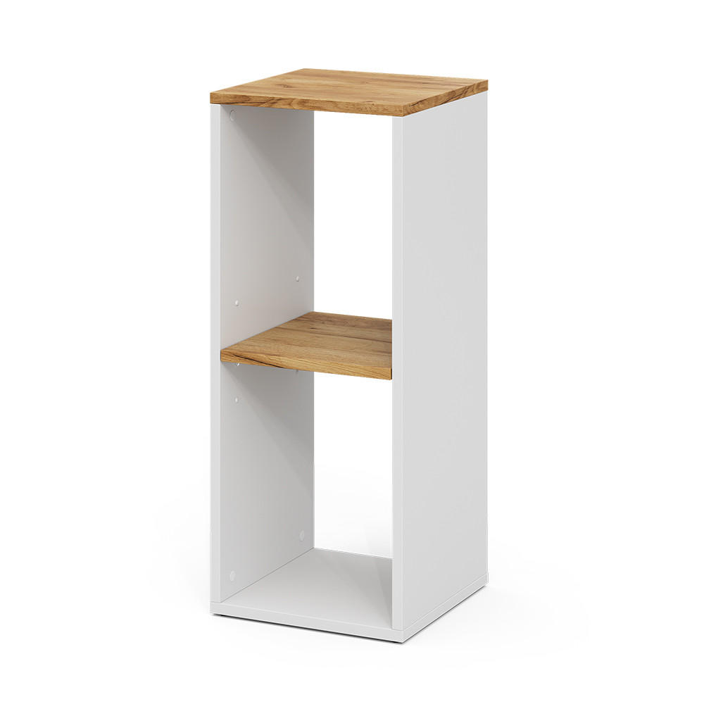 BÜCHERREGAL Tomy Weiß/Goldkraft Eiche 30 x 74 cm mit 2 offenen Fächern - Honigeiche/Weiß, Holzwerkstoff (30/74/30cm) - Vicco