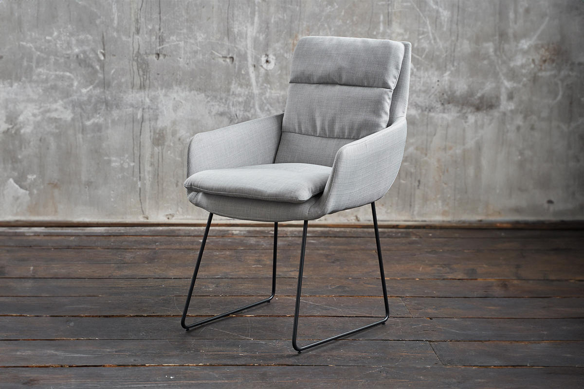 STUHL VINCE Hellgrau Webstoff - Hellgrau, Textil (60/92/58cm) - KAWOLA