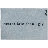 OUTDOOR FUßMATTE "Ares" mit Spruch "better late than ugly" Blau 50 x 75 cm - Blau/Schwarz, Kunststoff/Textil (50/75cm) - MAD ABOUT MATS