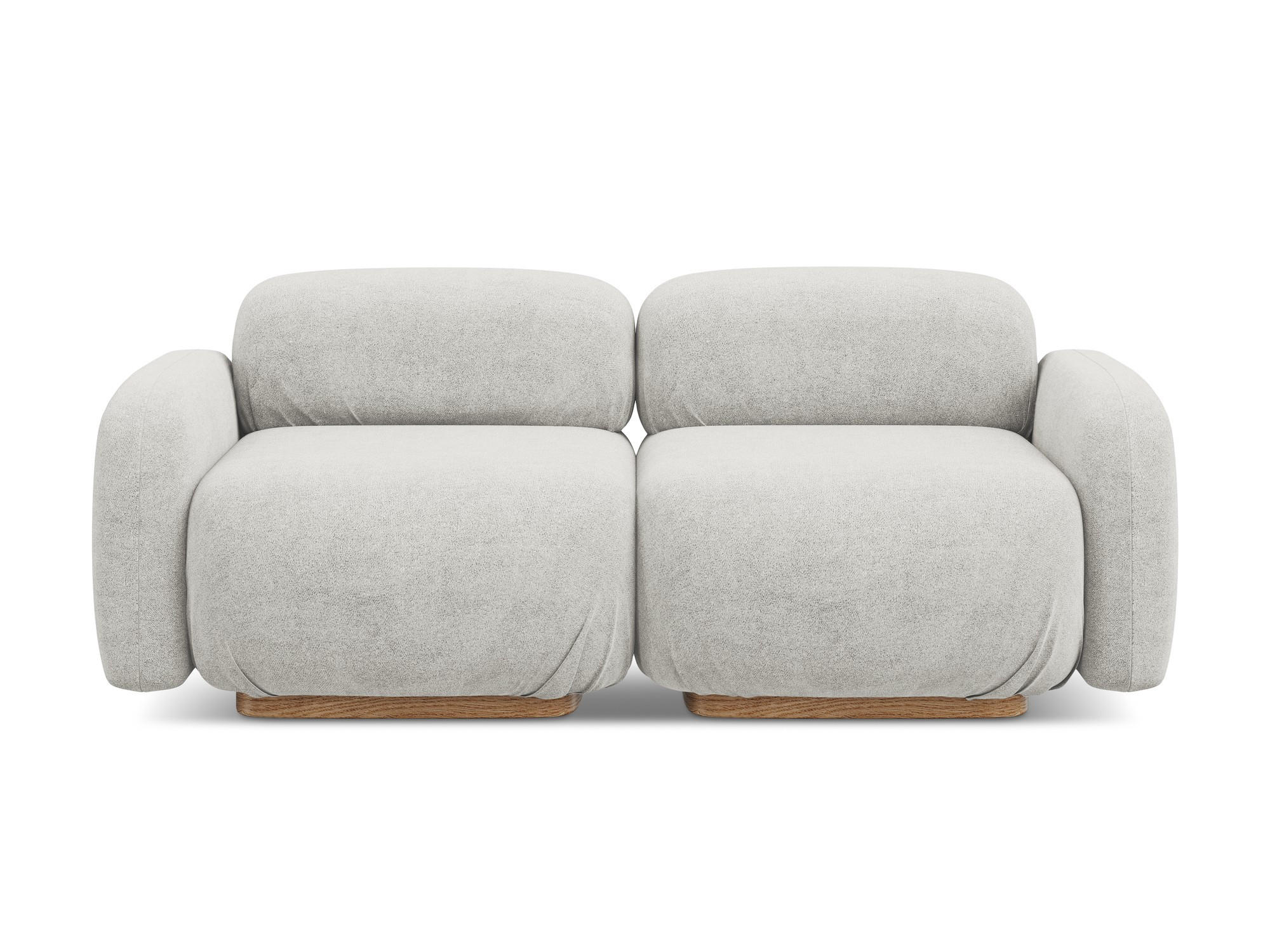 3-SITZER SOFA Bouclé Stoff Grau - Silberfarben/Braun, Holz/Textil (190/73/95cm) - Makamii