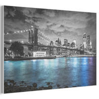 AKUSTIKBILD New York - Skyline - Stadt - Blau Akustikpaneele 90x60 cm - Blaugrau, Kunststoff (90/60/0.9cm) - MuchoWow
