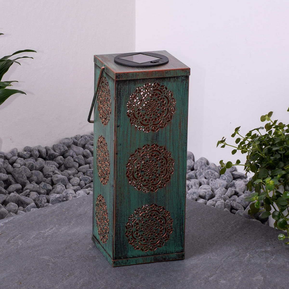 LED AUSSENLEUCHTE Solarleuchte Grün Rost - Grün, Metall (10.2/10.2/26cm) - Globo Lighting