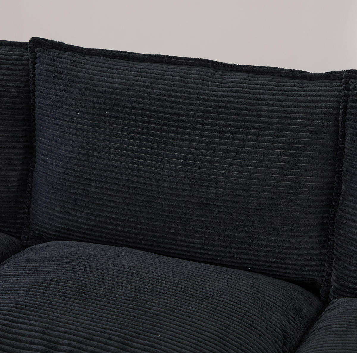 2-SITZER Sofa aus Cord 190x73x84 cm in Schwarz mit USB-C & Seitentaschen - Schwarz, Textil (73/84/190cm) - Modfu