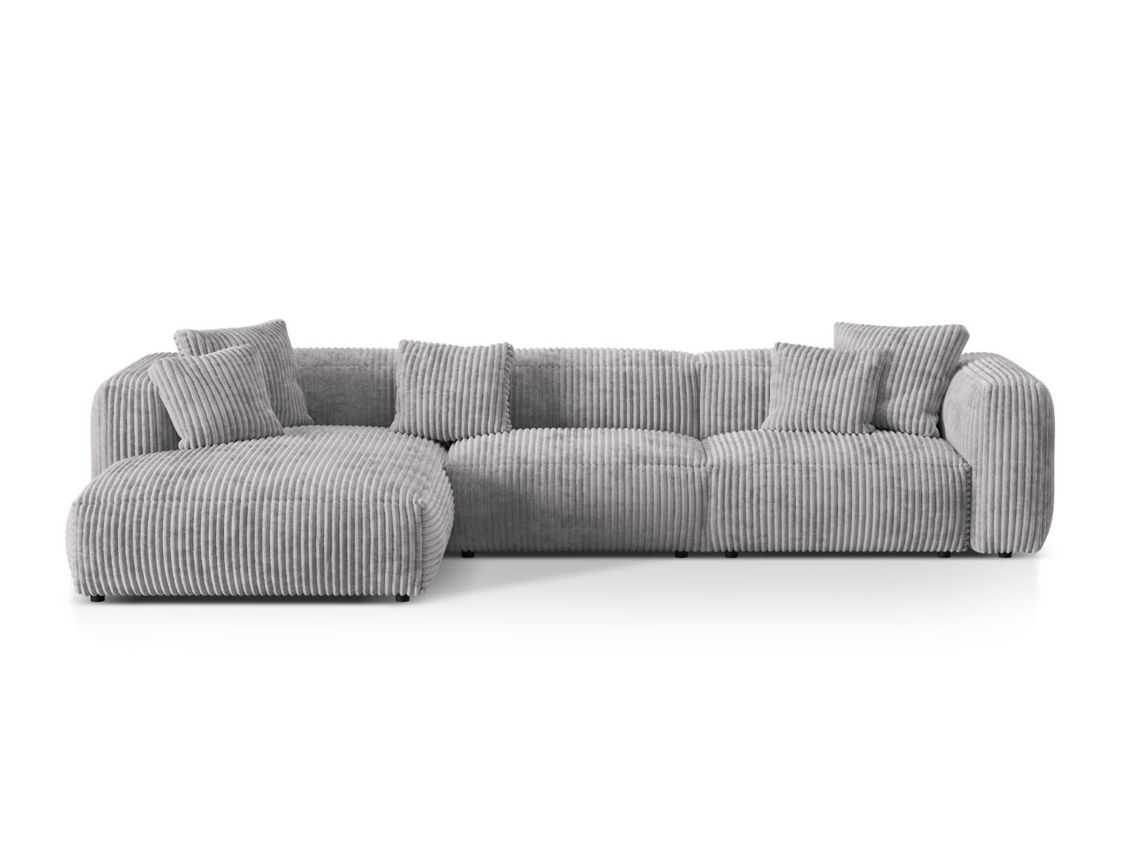 ECKSOFA modular links Martina aus Cord hellgrau 3 Sitzplätze - Hellgrau, Textil (176/332cm) - Micadoni