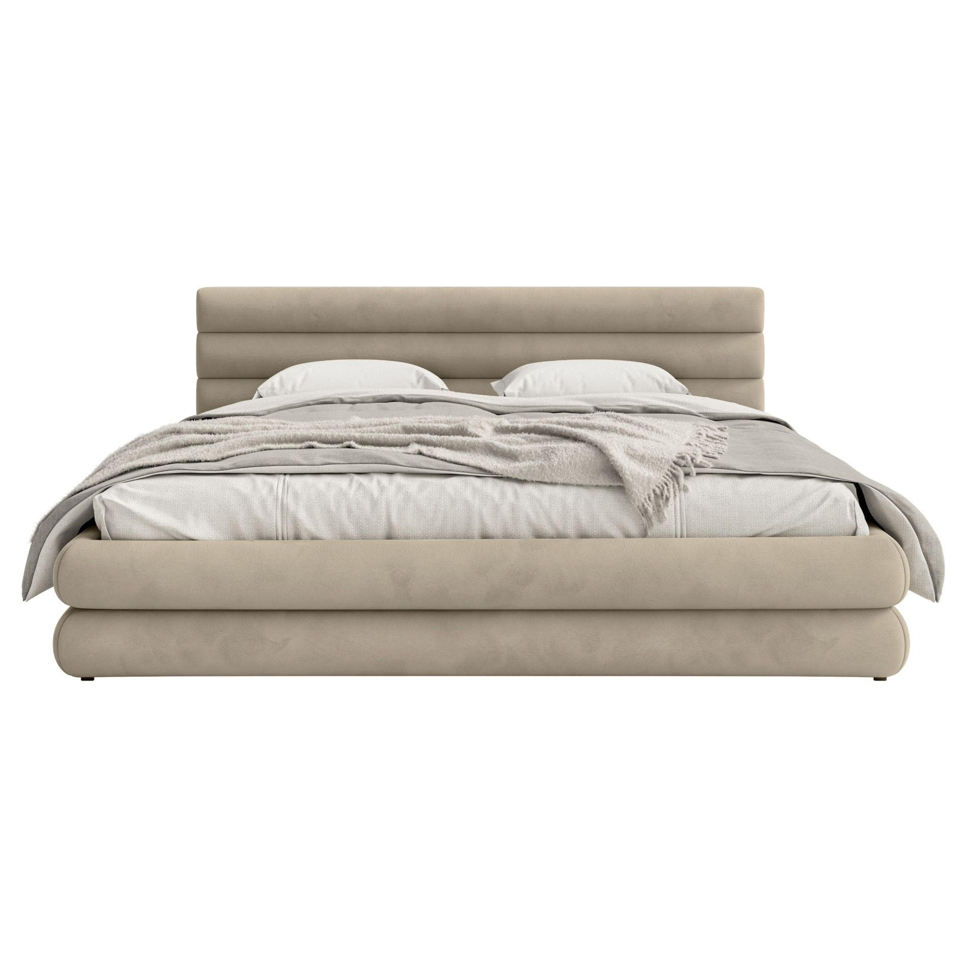 POLSTERBETT Alegre Greige Samt 140x200 cm - Taupe/Schwarz, Holz/Textil (140/200cm) - Selsey