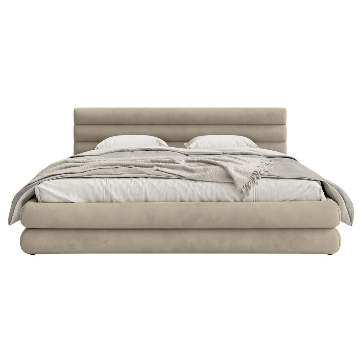 POLSTERBETT Alegre Greige Samt 140x200 cm - Taupe/Schwarz, Holz/Textil (140/200cm) - Selsey