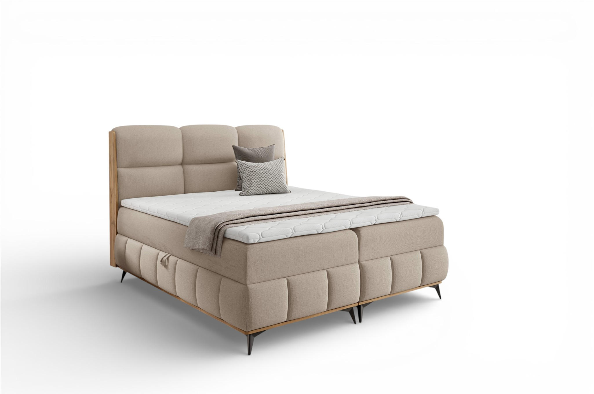 BOXBETT Charlie - Beige, Holzwerkstoff/Textil (180/200cm) - Fun Möbel