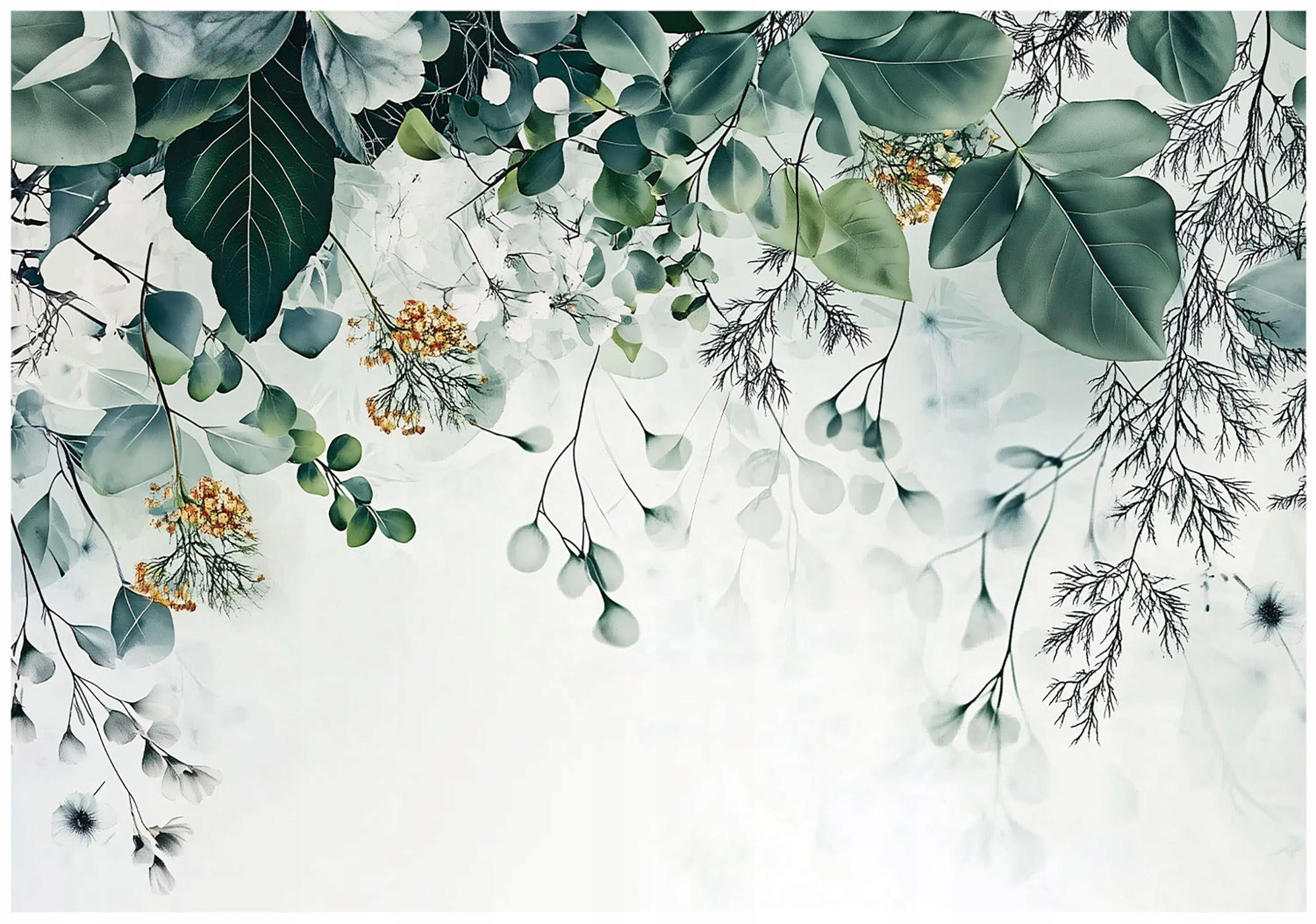 FOTOTAPETE Blätter Grün Natur Vlies Tapete Wohnzimmer Schlafzimmer 250x175 - Grün, Papier (250/175cm) - Wallarena