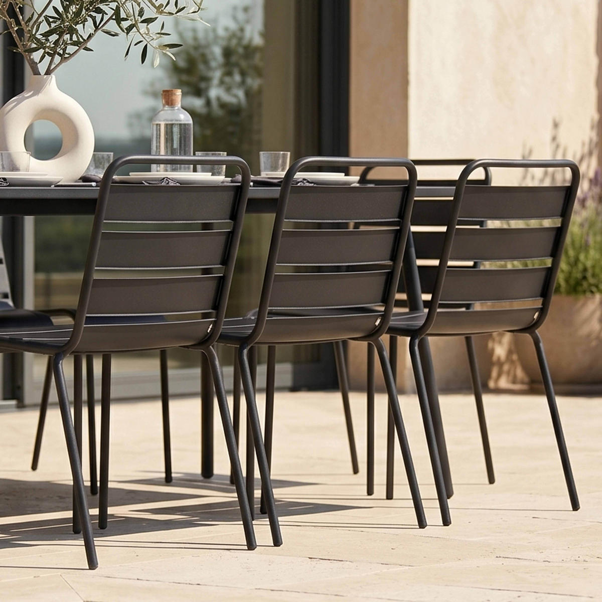 GARTENSET 9-tlg., Grau - Grau, Metall - Oviala