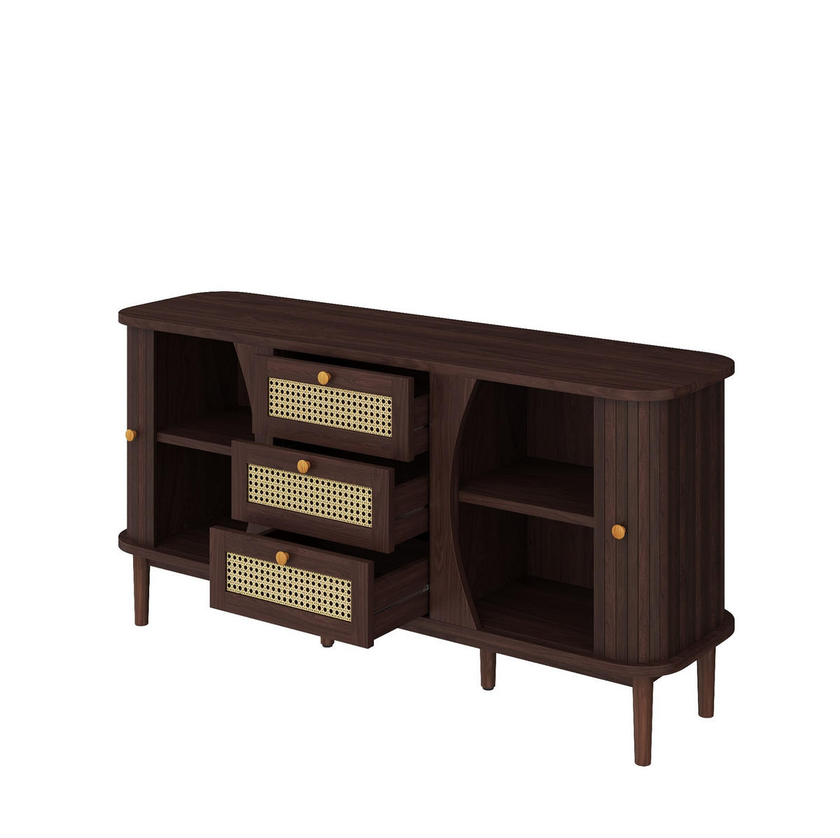SIDEBOARD 140,5/40/76 cm Natur aus Spanplatte mit Rattanfronten - Naturfarben, Holzwerkstoff (140.5/73/40cm) - OKWISH