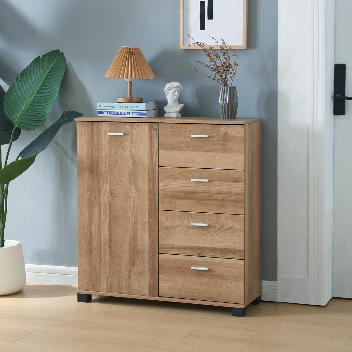SIDEBOARD Döbritz - Eichefarben, Holzwerkstoff (80/84/28cm) - [en.casa]