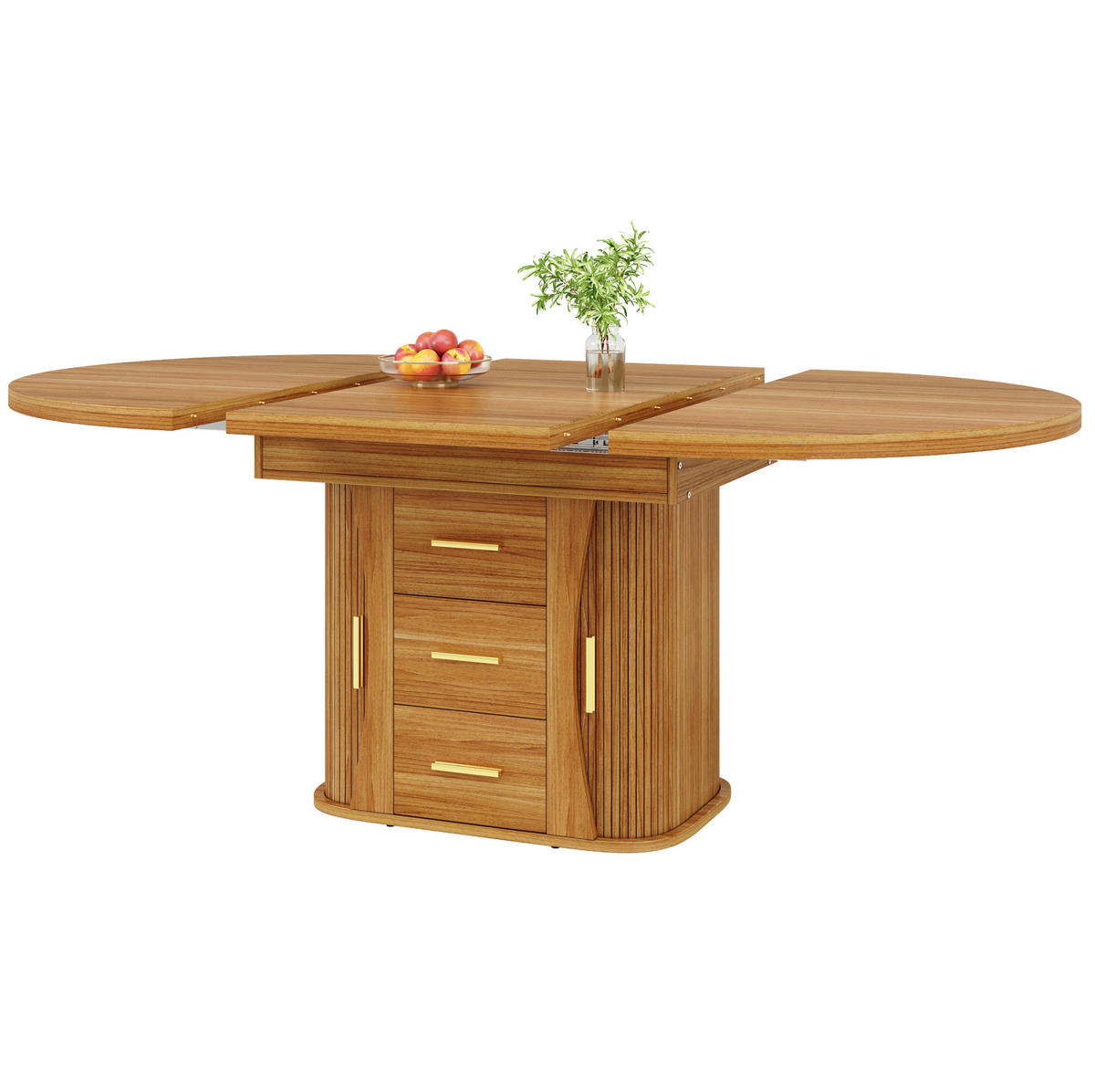 ESSTISCH aus MDF 118-158x118x77 cm walnussfarben ausziehbar mit Stauraum und Klappmechanismus - Braun, Holzwerkstoff (118/118/77cm) - Modfu
