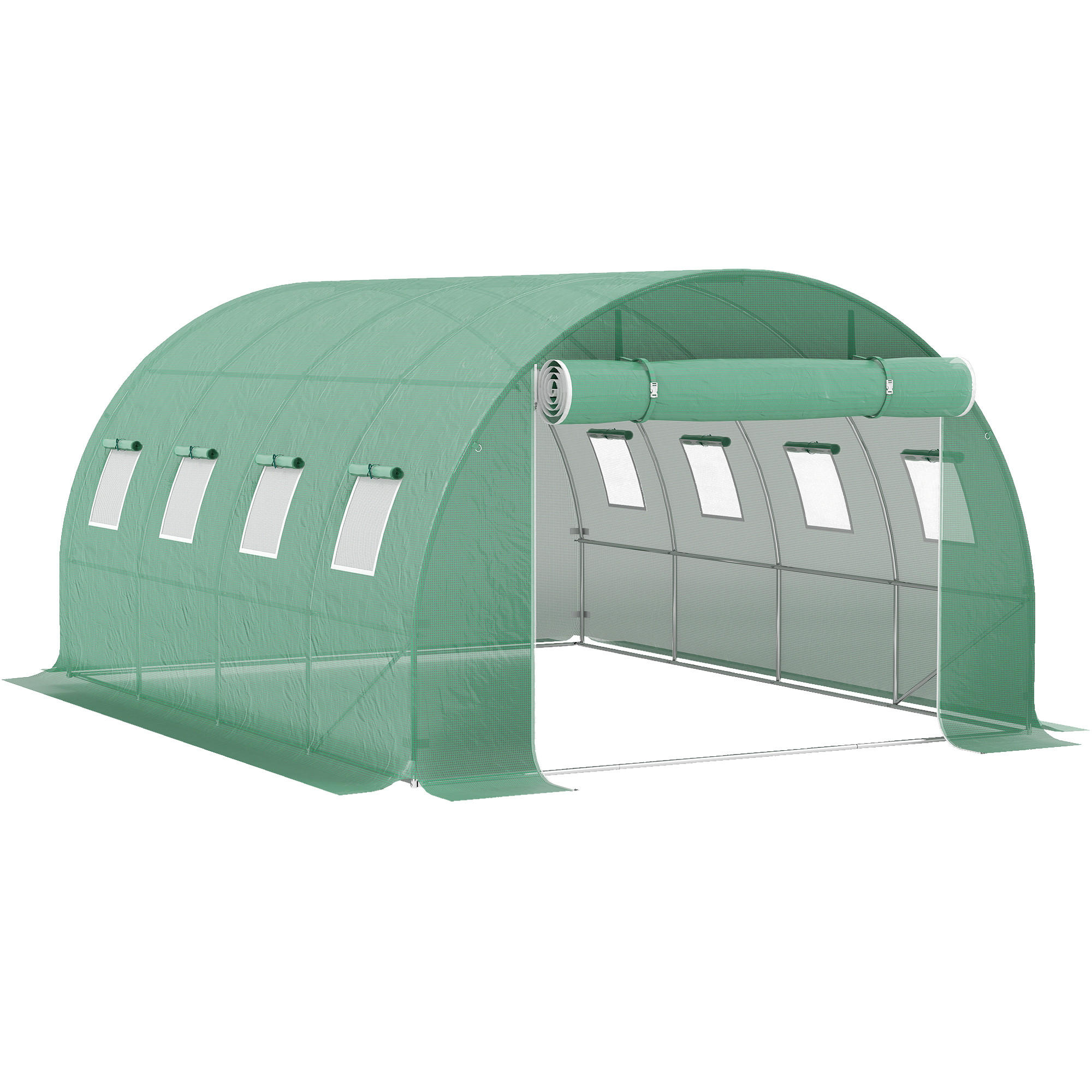 ERSATZPLANE DE-12018 für 12 m² Tunnel mit 8 Fenstern & Tür Grün - Grün, Kunststoff (300/200/400cm) - ComfortXL