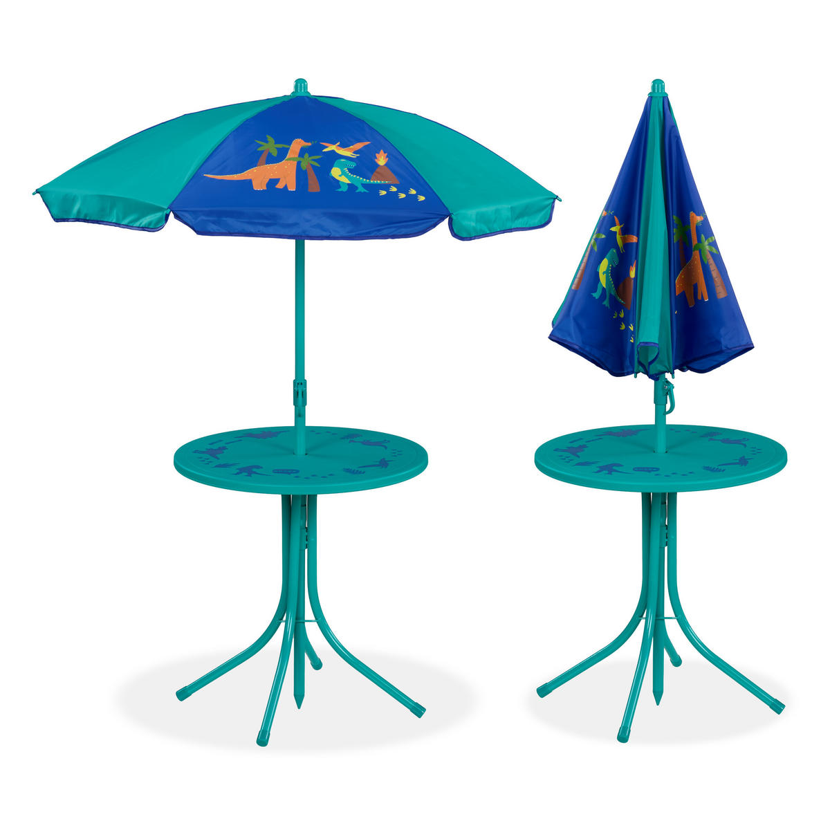 CAMPING-KINDERSITZGRUPPE - Türkis, Kunststoff/Textil - Relaxdays