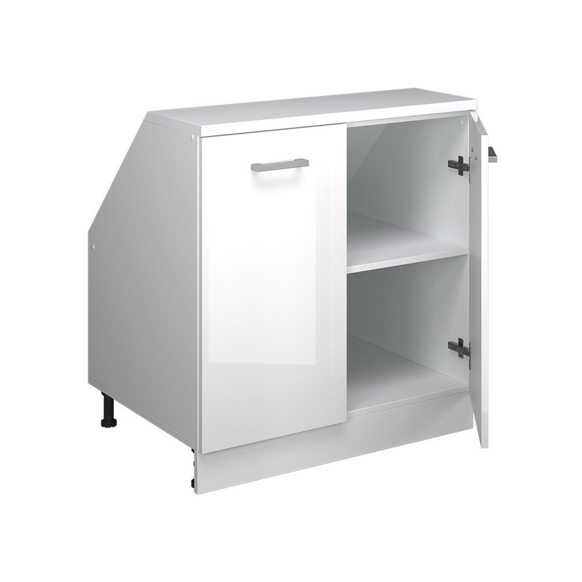 ORMARIĆ ZA KOSI KROV S VRATA Rion Sjajna Bijela 80 x 81.6 cm s 2 vrata, korpus ormara dubine 60 cm - bijela/bijela visoki sjaj, drvni materijal (80/83.8/60cm) - Vicco