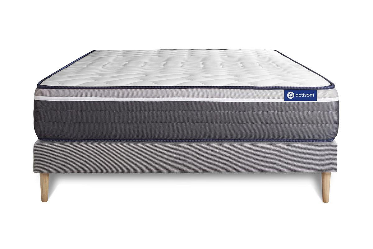 BETT Actimemo plus Memory-Schaum 130 x 200 cm h4 - Kit Bettgestell Grau - Beige/Grau, Karton/Holz (130/200cm) - ACTISOM