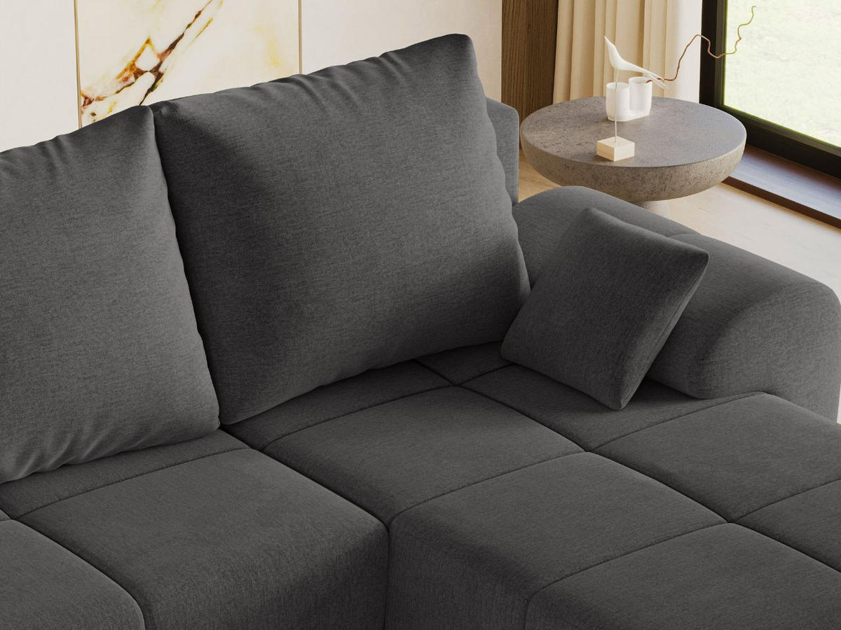 ECKSOFA Monti Anthrazit Rechts - Dunkelgrau/Silberfarben, Holz/Textil (290/188cm) - Graingold