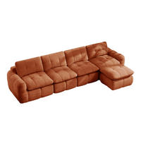 ECKSOFA DE-34464 4-Sitzer L-Form mit Ottoman Orange - Orange, Textil (160/334cm) - ComfortXL