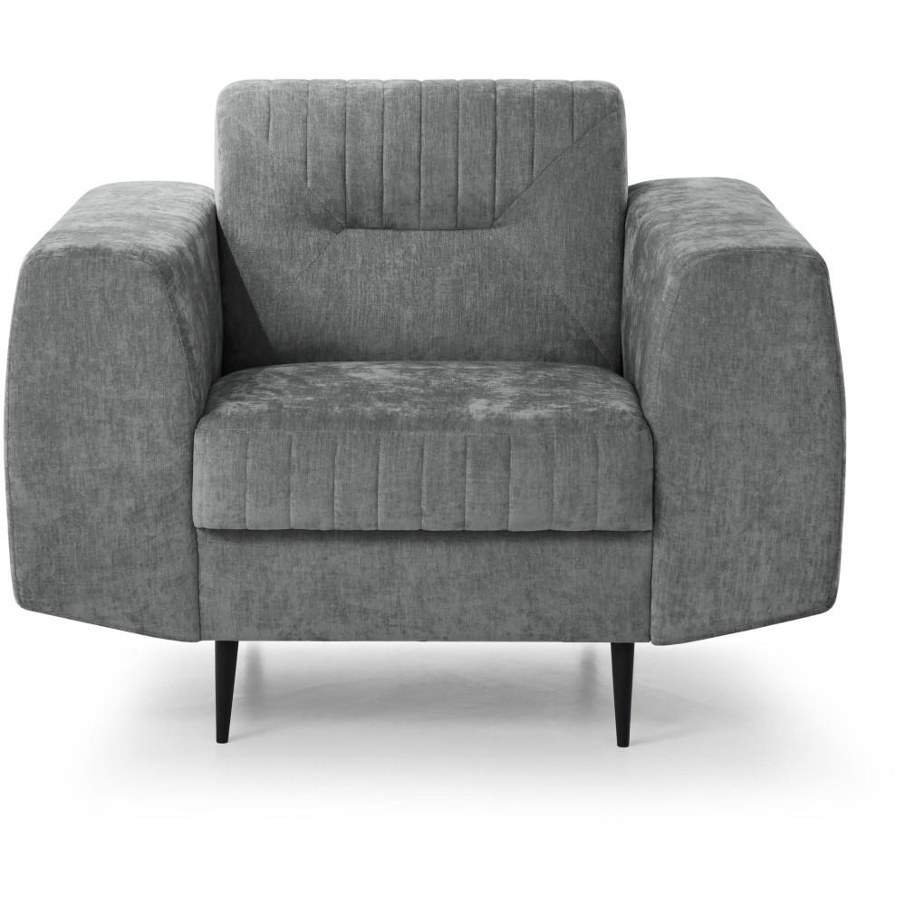 SESSEL Venezia mit Metallbeinen, dunkelgrau, 112 cm - Dunkelgrau/Schwarz, Holzwerkstoff/Metall (112/85/94cm) - Beautysofa