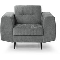 SESSEL Venezia mit Metallbeinen, dunkelgrau, 112 cm - Dunkelgrau/Schwarz, Holzwerkstoff/Metall (112/85/94cm) - Beautysofa
