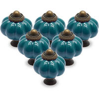 SCHRANKKNOPF Keramik Türkis 12er-Set - Blau, Metall (3.3/3.8/3.3cm)