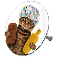 BADEWANNENSTÖPSEL Shower Cat - Braun, Metall (8/10/10cm) - Sanilo