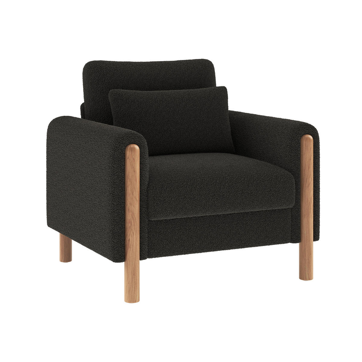 SESSEL 87/83/88,5 cm in Dunkelgrau aus Teddy mit Massivholzrahmen - Dunkelgrau, Textil (83/88.5/87cm) - Flora Grace
