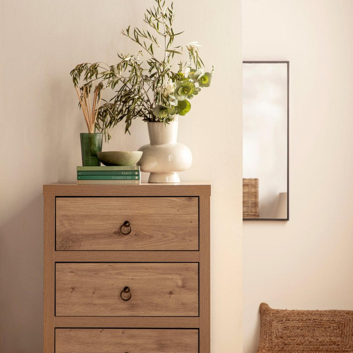 KOMMODE SCHMALE Livorno Natürlich 55 cm x 120 cm - Naturfarben, Holzwerkstoff (55/120/45cm)