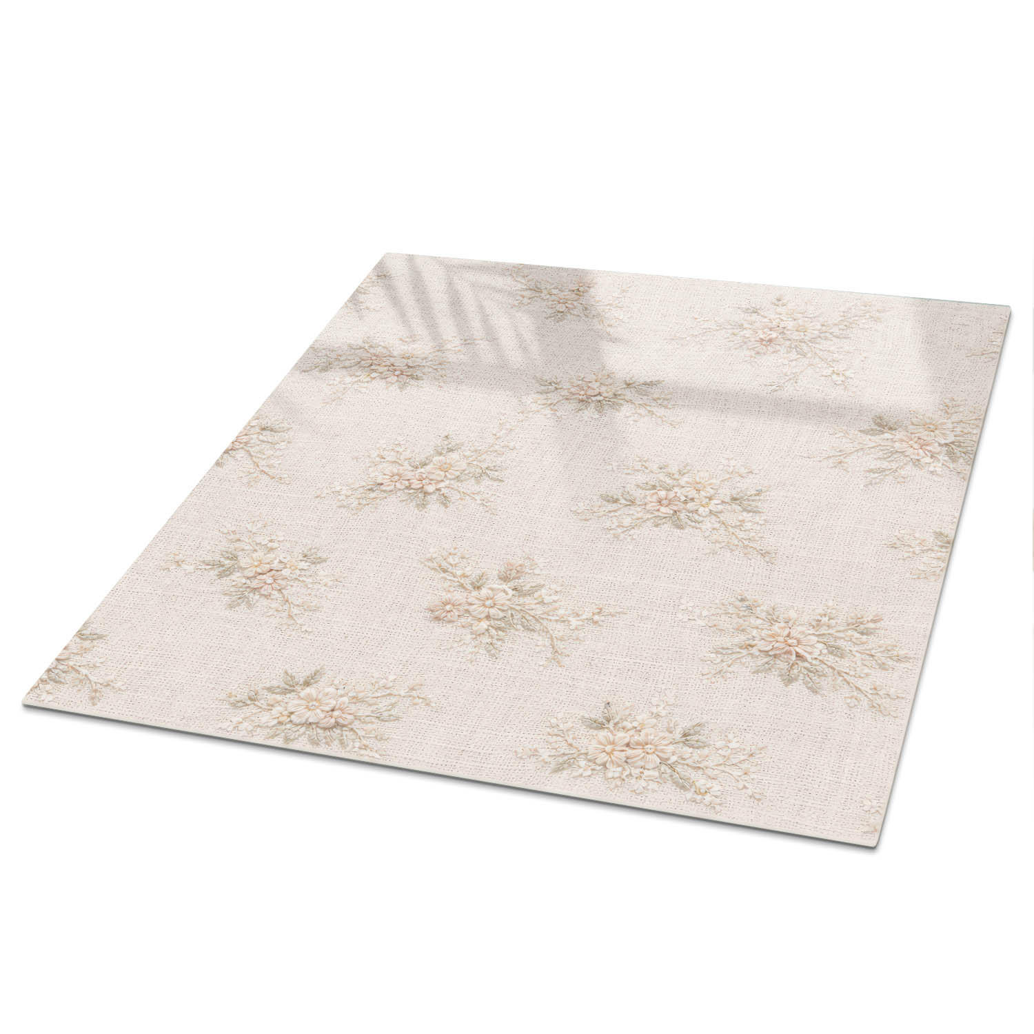 TISCHPLATTE 50x50 cm – Blumenmuster - Weiß, Glas (0.4/50/50cm) - Wallfluent