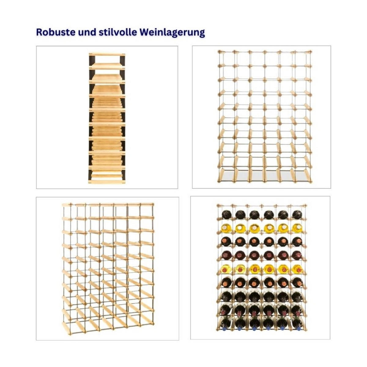 WEINREGAL Vinotega Mod Metal 92,5x62,5x24,5 cm 6x9 Flaschen Massives Kiefernholz Natur - Naturfarben, Holz (62.5/92.5/24.5cm) - PROREGAL