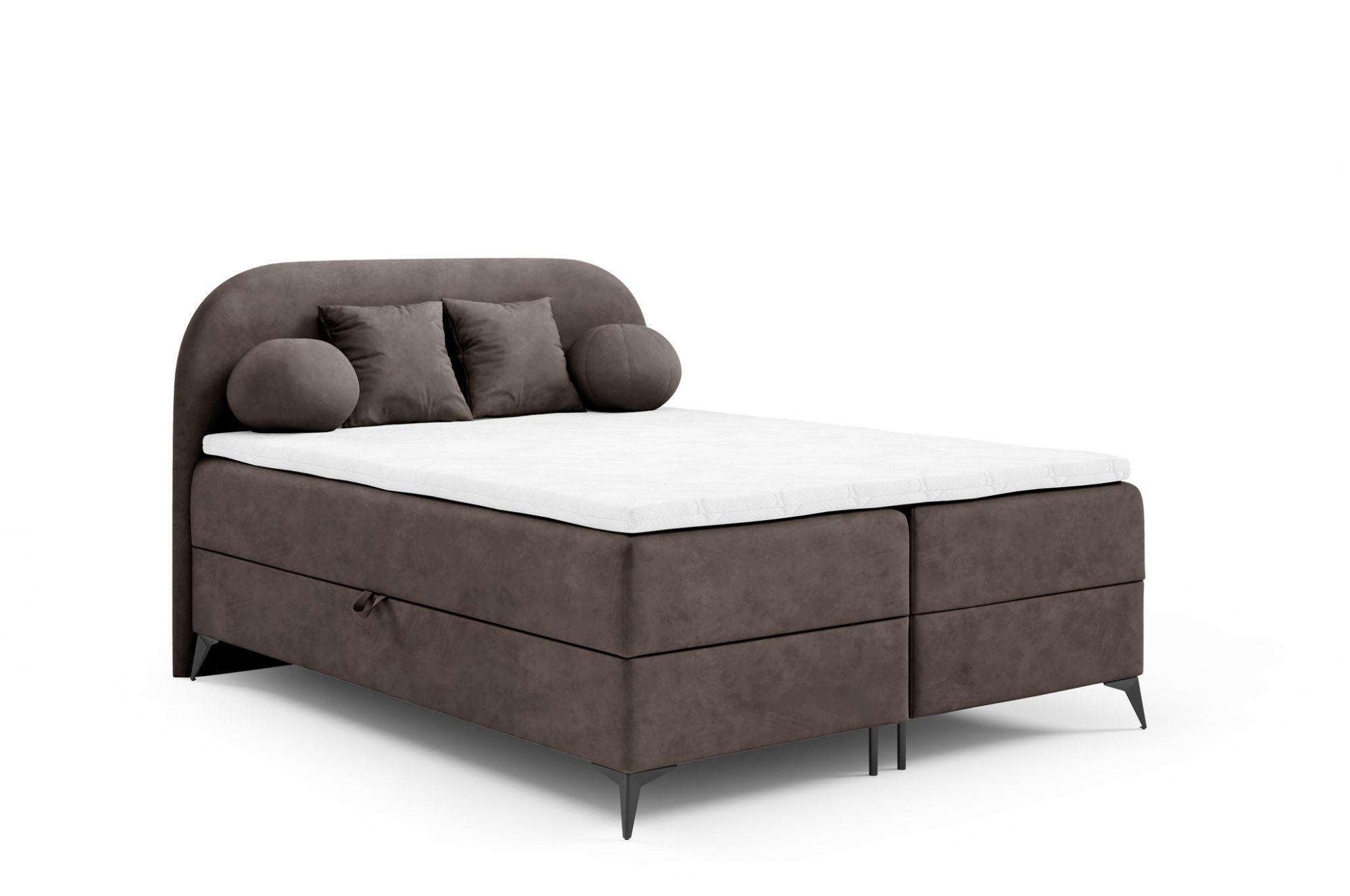 BOXBETT Gorgia In Stoff Jasmin - Dunkelbraun, Holzwerkstoff/Textil (160/200cm) - Fun Möbel