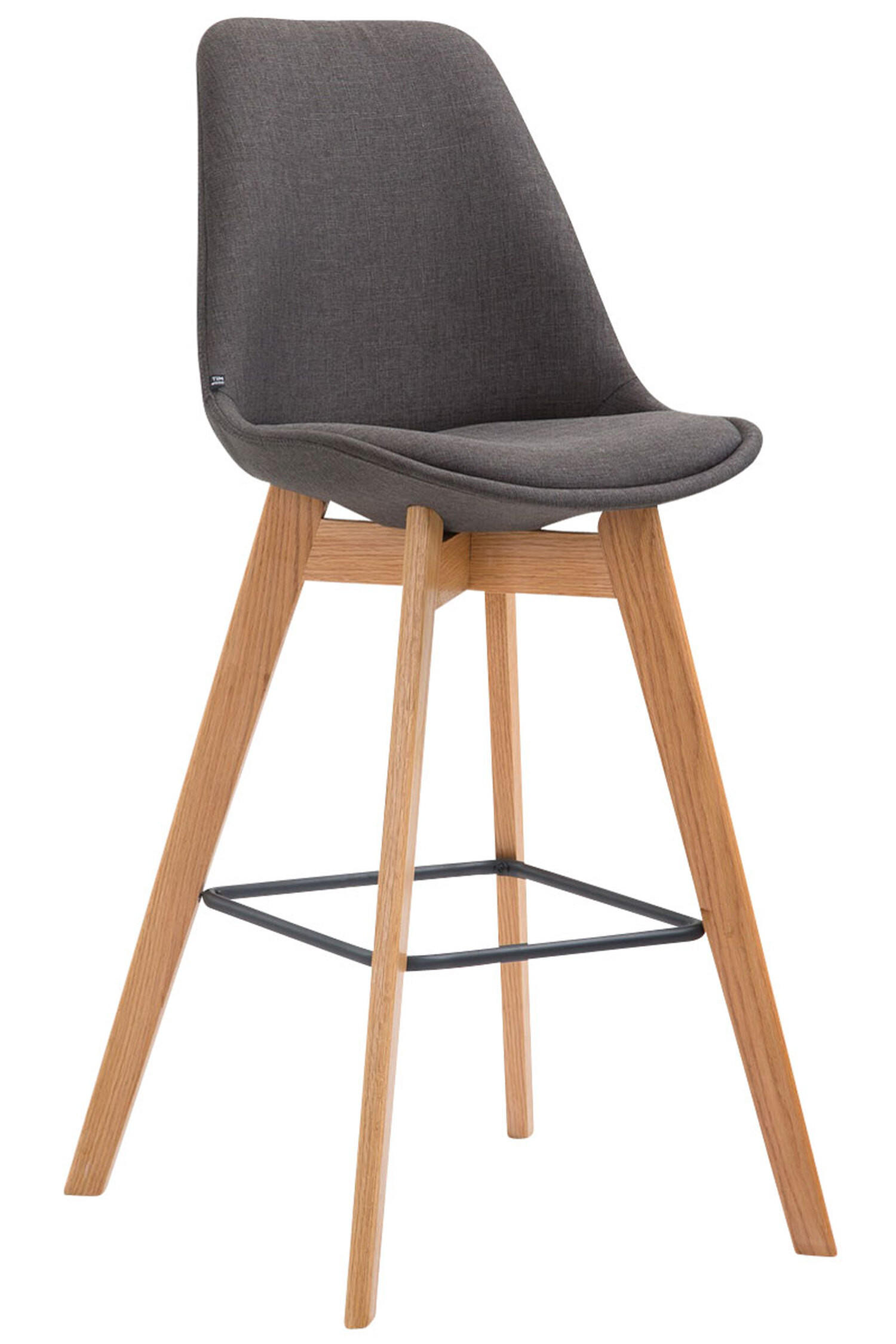 BARHOCKER Medoc, Gestell Natura, Stoff Dunkelgrau - Dunkelgrau/Naturfarben, Holz/Textil (48/100/56cm) - TPFLiving