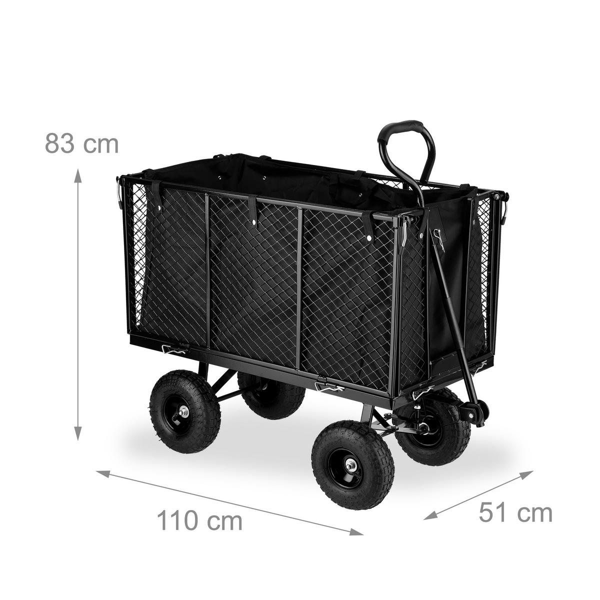 HANDWAGEN - Schwarz, Kunststoff/Metall (51/83/110cm) - Relaxdays