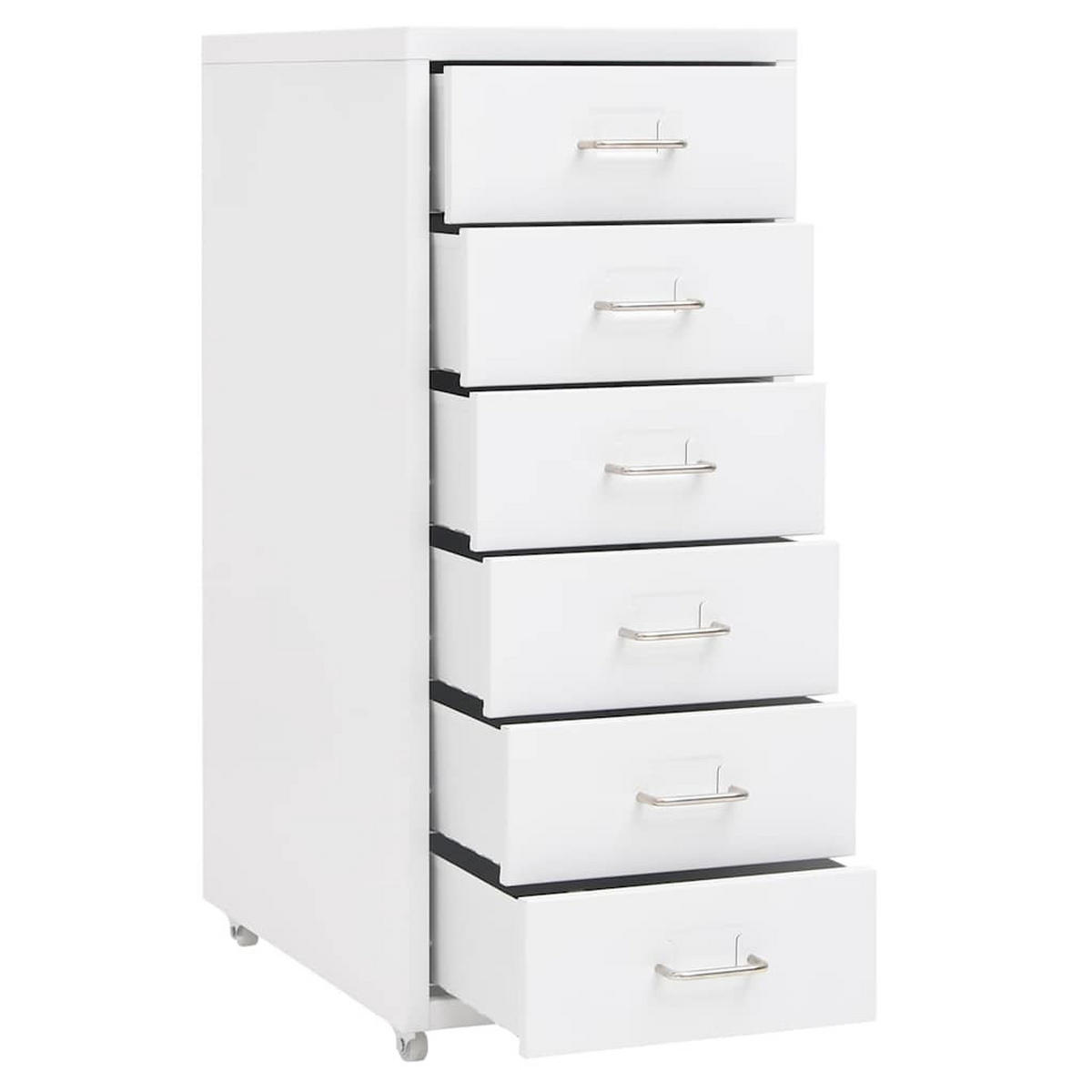 AKTENSCHRANK Mit Rollen Weiss 28/41/69 Cm Metall - Weiß, Metall (41/69/28cm) - vidaXL